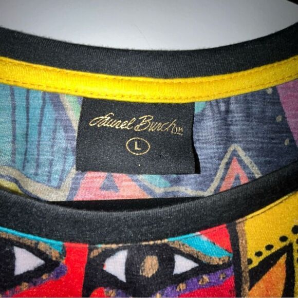 Laurel Burch Cat Garden Party Print 3/4 Length Sleeve Statement Shirt Top - Picture 7 of 12